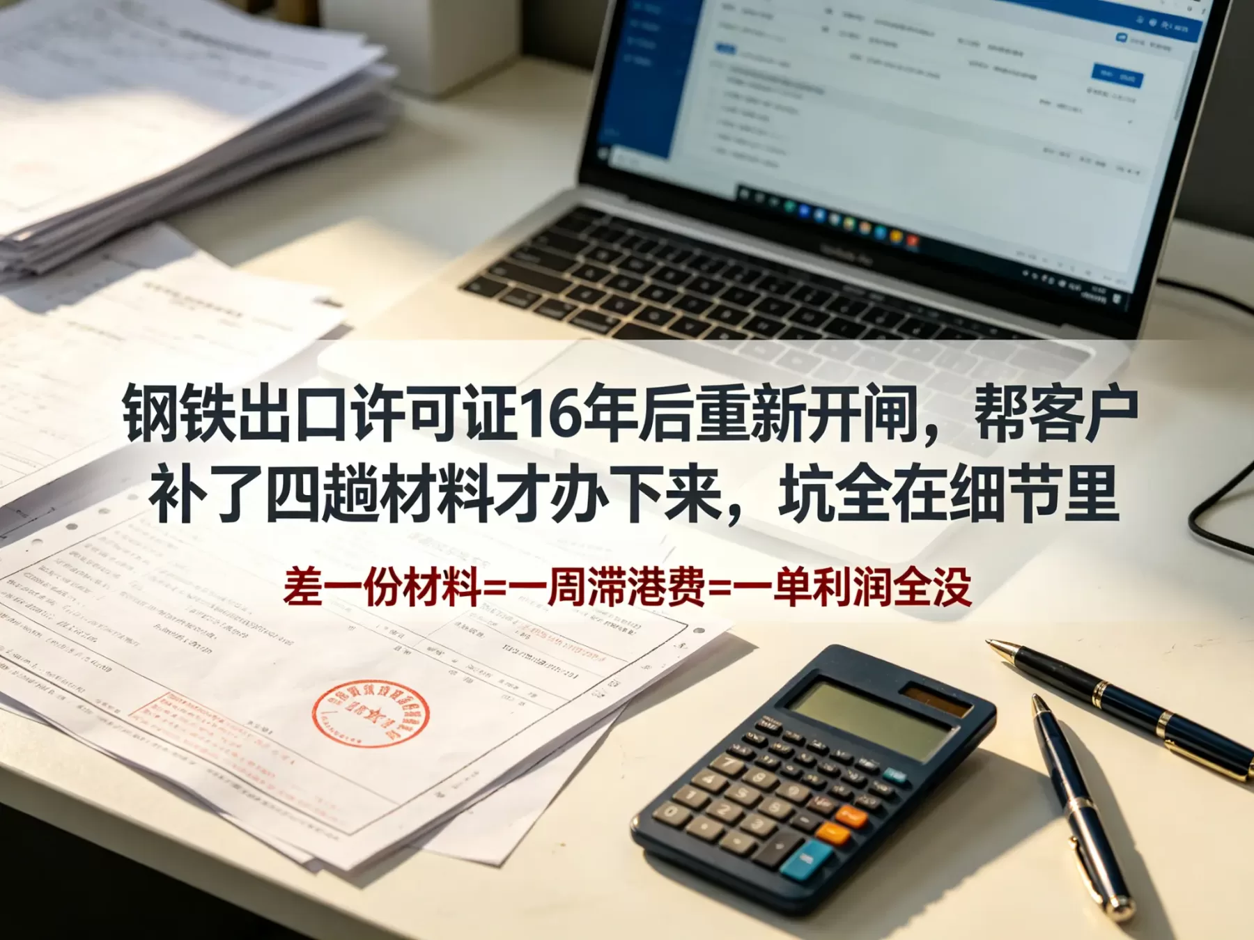 钢铁出口许可证16年后重新开闸，帮客户补了四趟材料才办下来，坑全在细节里