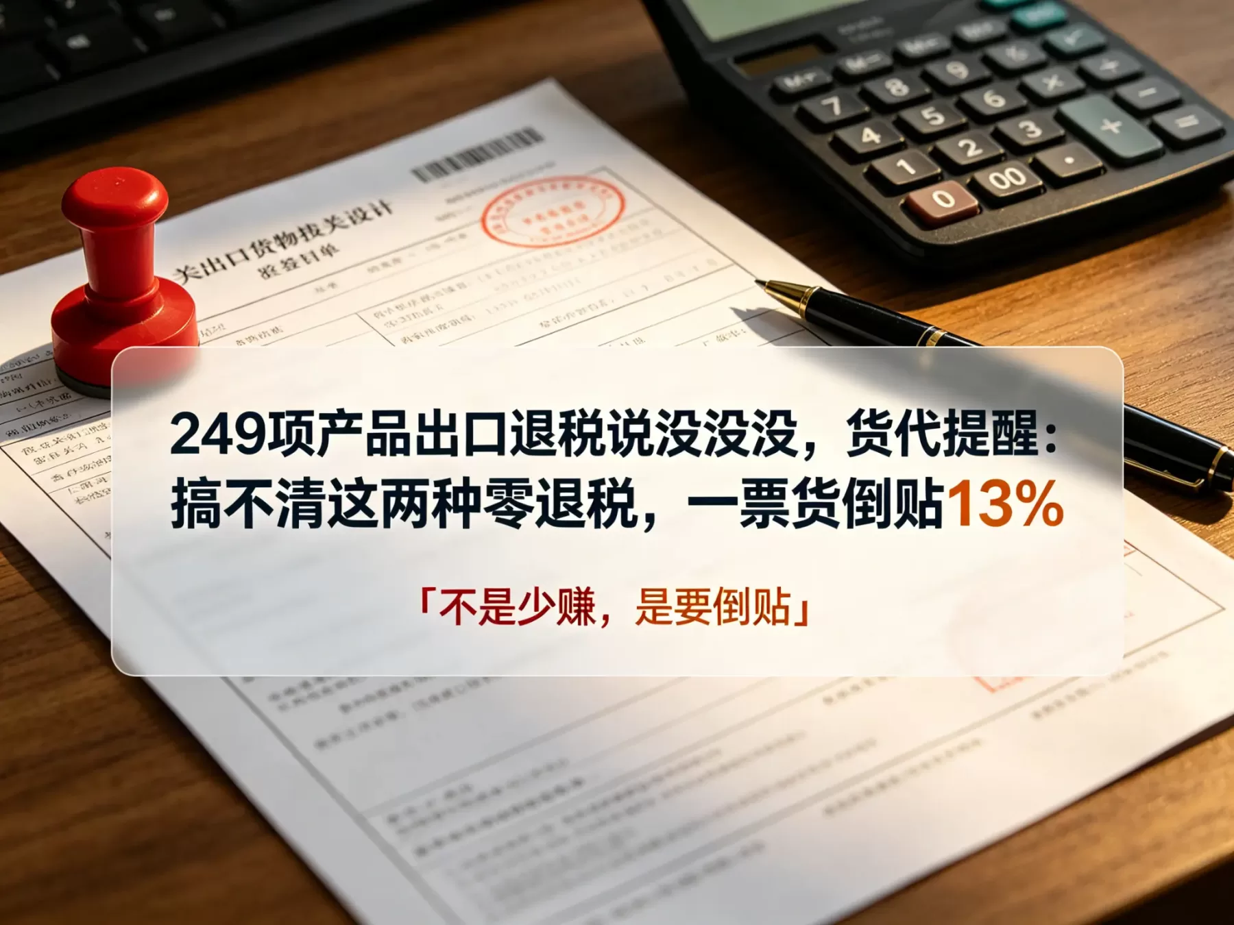 249项产品出口退税说没就没，货代提醒：搞不清这两种零退税，一票货倒贴13%