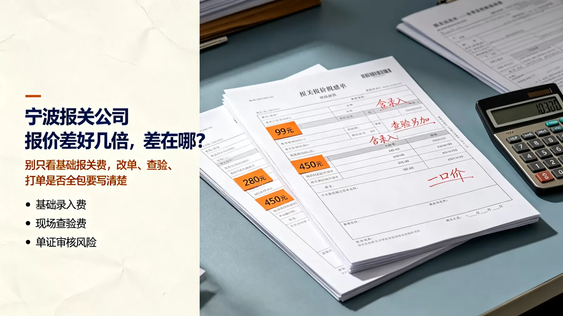 报价低不一定划算,改单、查验、打单等隐形费用要提前确认