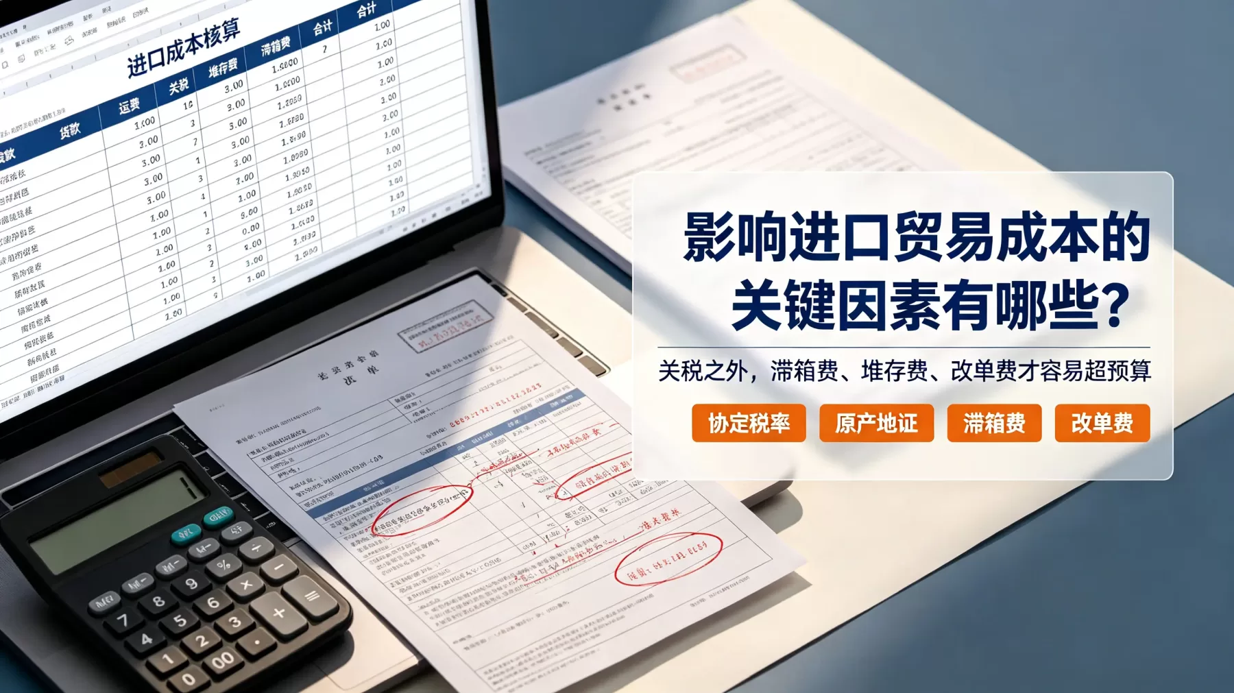 关税、原产地证、滞箱费、堆存费、改单费,都会影响最终进口成本