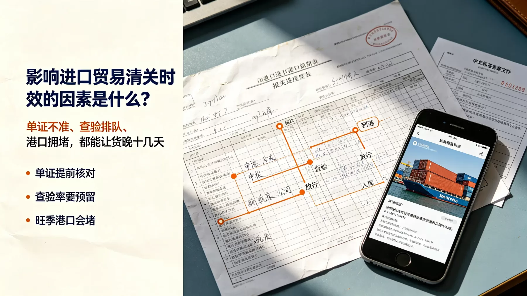 单证不准、查验排队、港口拥堵,是拖慢进口清关时效的常见原因