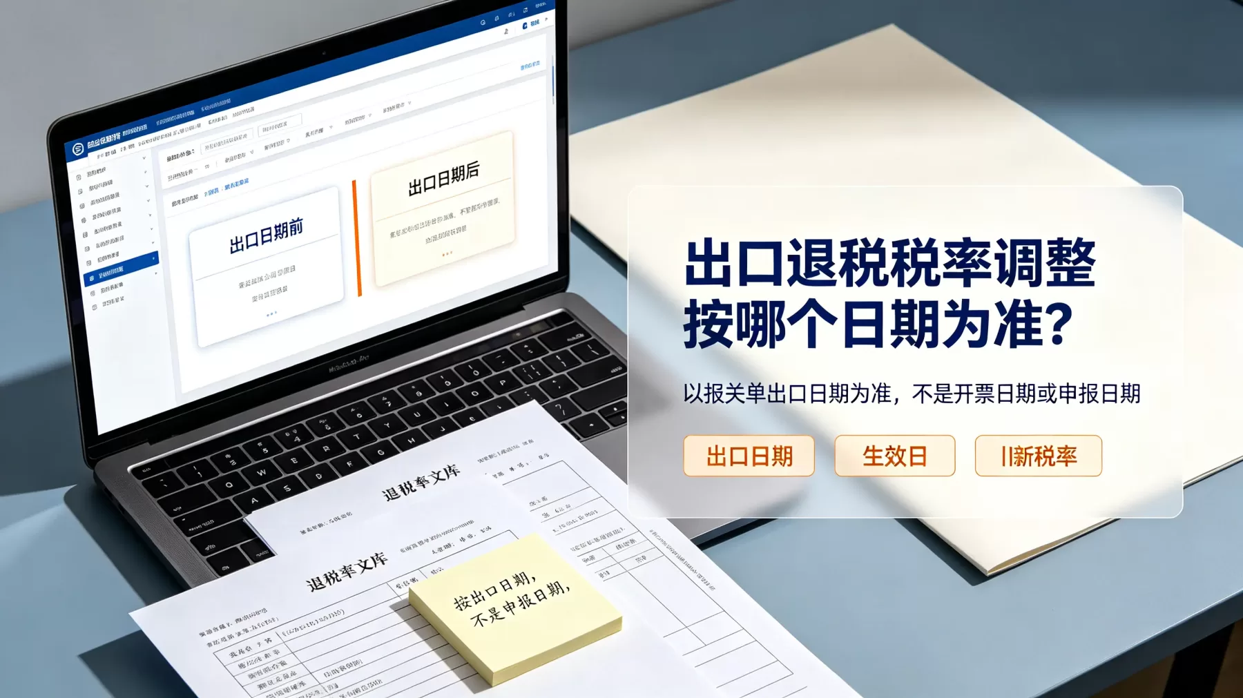 出口退税税率调整以报关单出口日期为准,不是申报日期