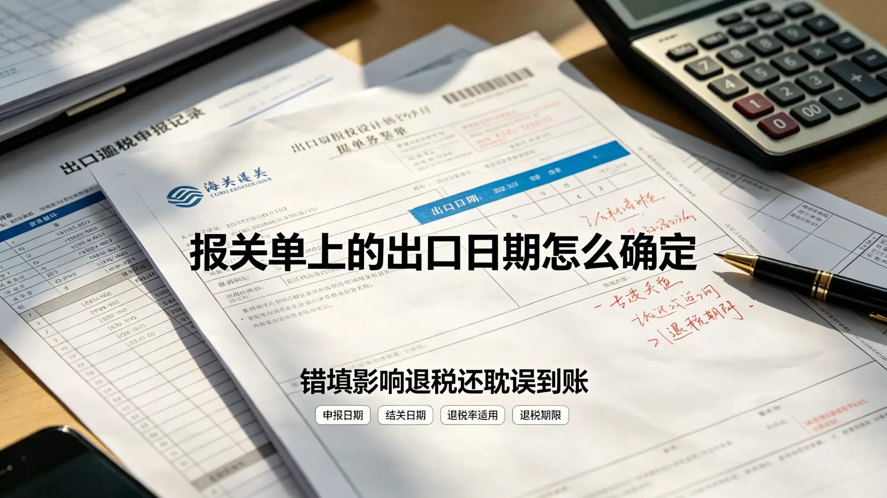 报关单上的出口日期不是申报日期,也不是结关日期,错填会直接影响出口退税和到账时间