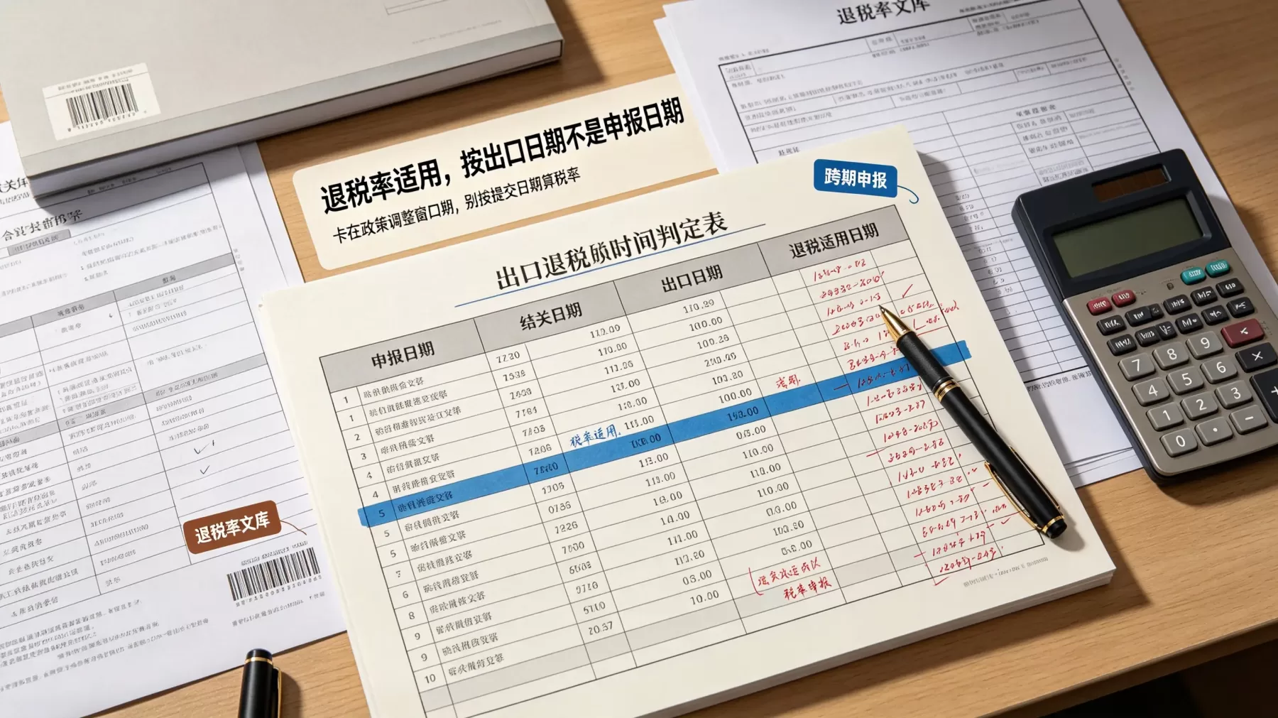 出口退税的退税率适用、退税期限和所属期判定,都按报关单上的出口日期算,不是按申报日期算。
