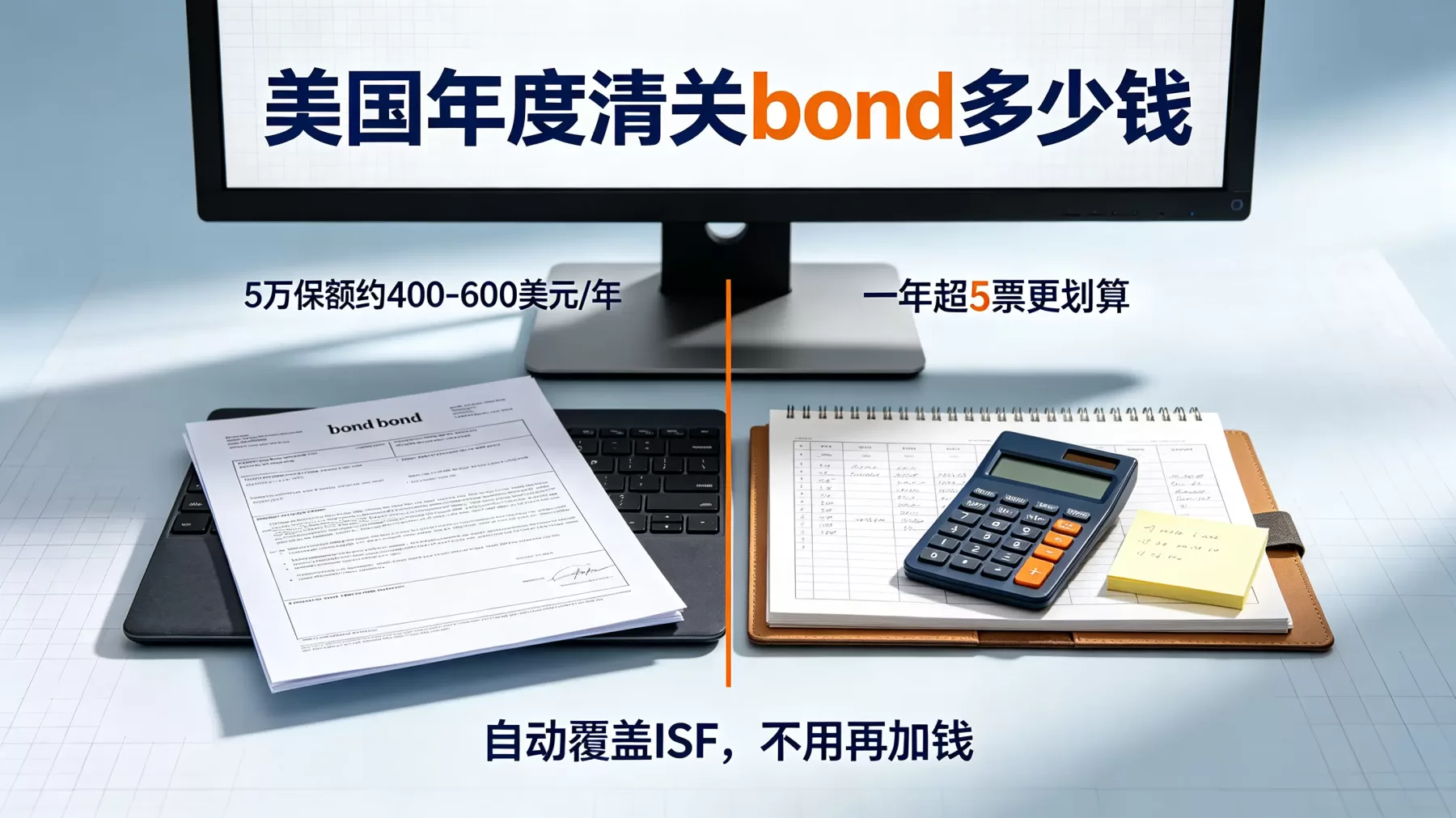 年度 bond 适合一年多发货物,5 万保额约 400-600 美元 / 年