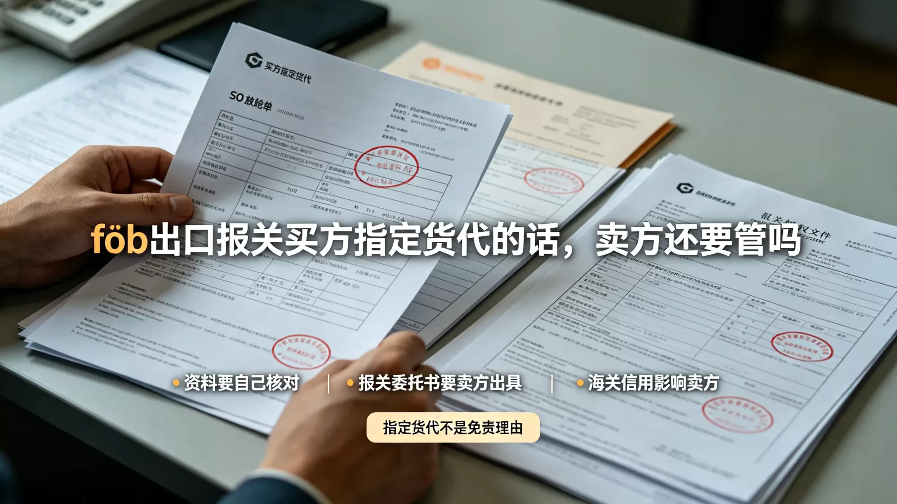 指定货代只是帮你订舱,不能免除卖方对出口报关资料的责任