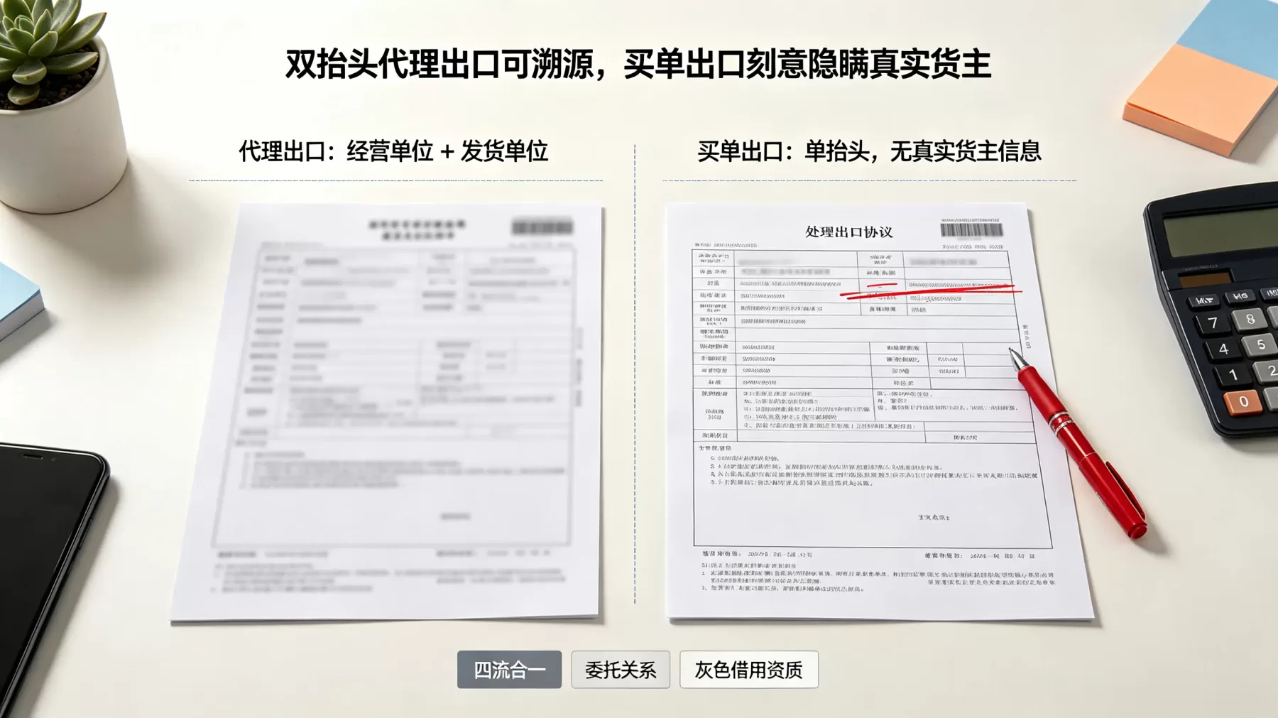 双抬头代理出口保留真实货主信息,买单出口通常刻意隐瞒真实货主