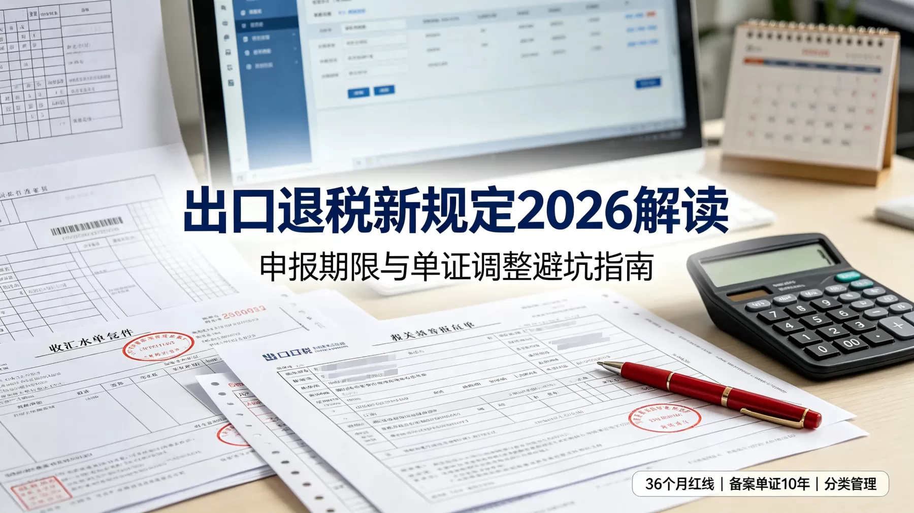 出口退税新规定重点看申报期限、备案单证和分类管理,36 个月红线是最容易踩坑的地方