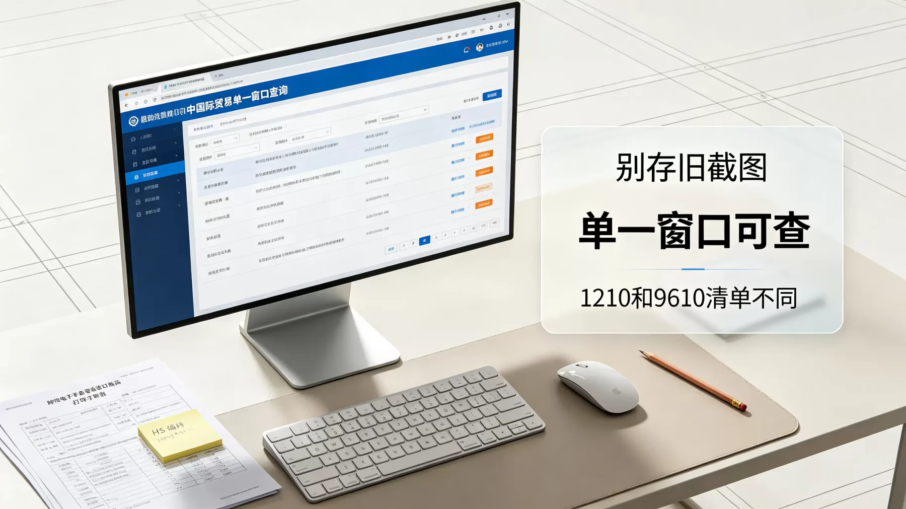 别只存第三方截图,用单一窗口和海关总署公告核对最新清单,1210 和 9610 不要混