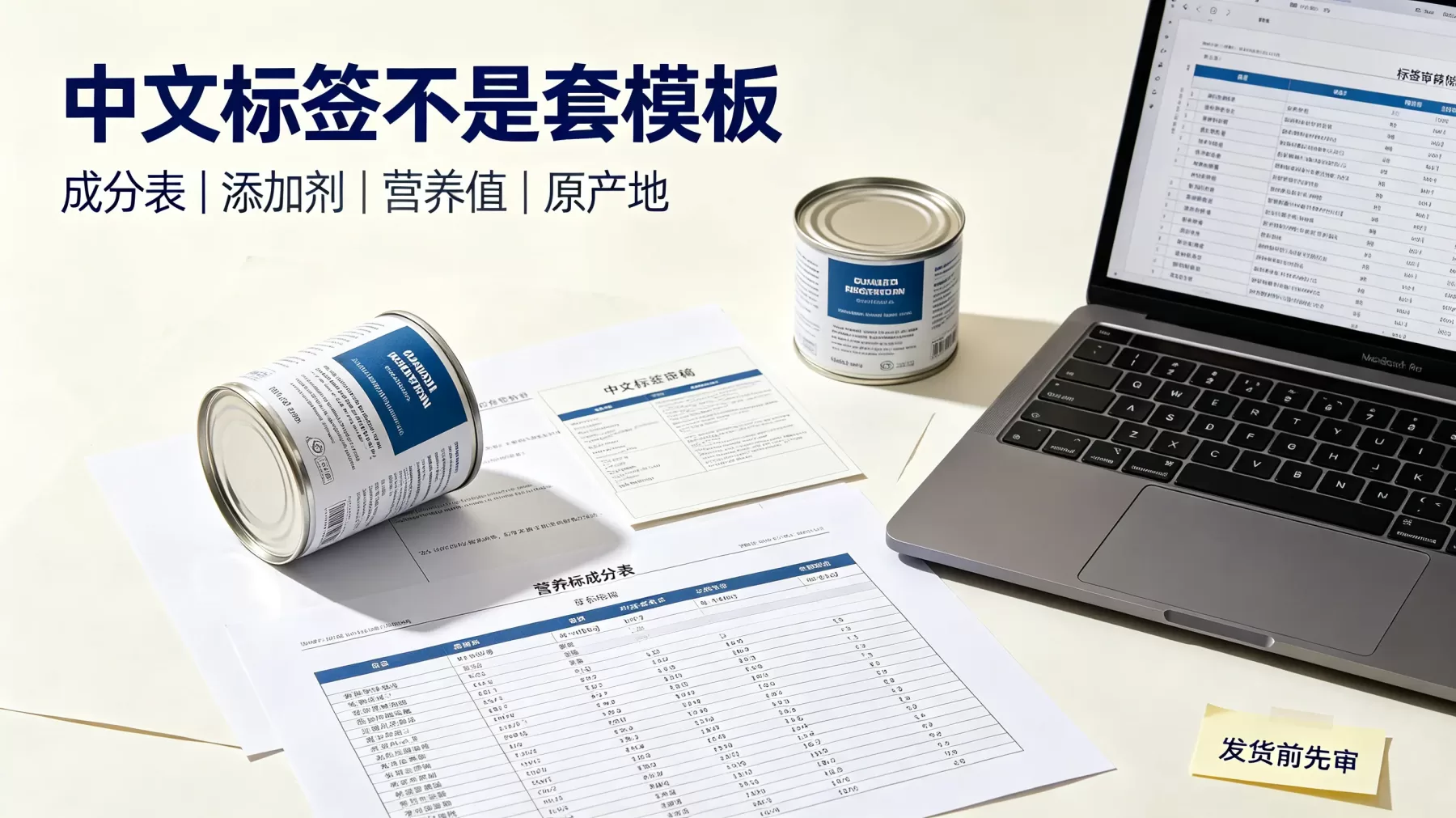 中文标签不是套模板,成分表、添加剂、营养值和原产地标注都要提前审 上海进口食品清关公司中文标签审核现场实拍图