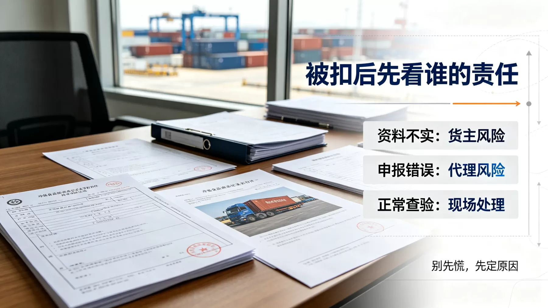 货被扣后不要先慌,先看是资料问题、申报问题,还是正常查验 上海进口食品清关公司扣货责任划分资料审核图