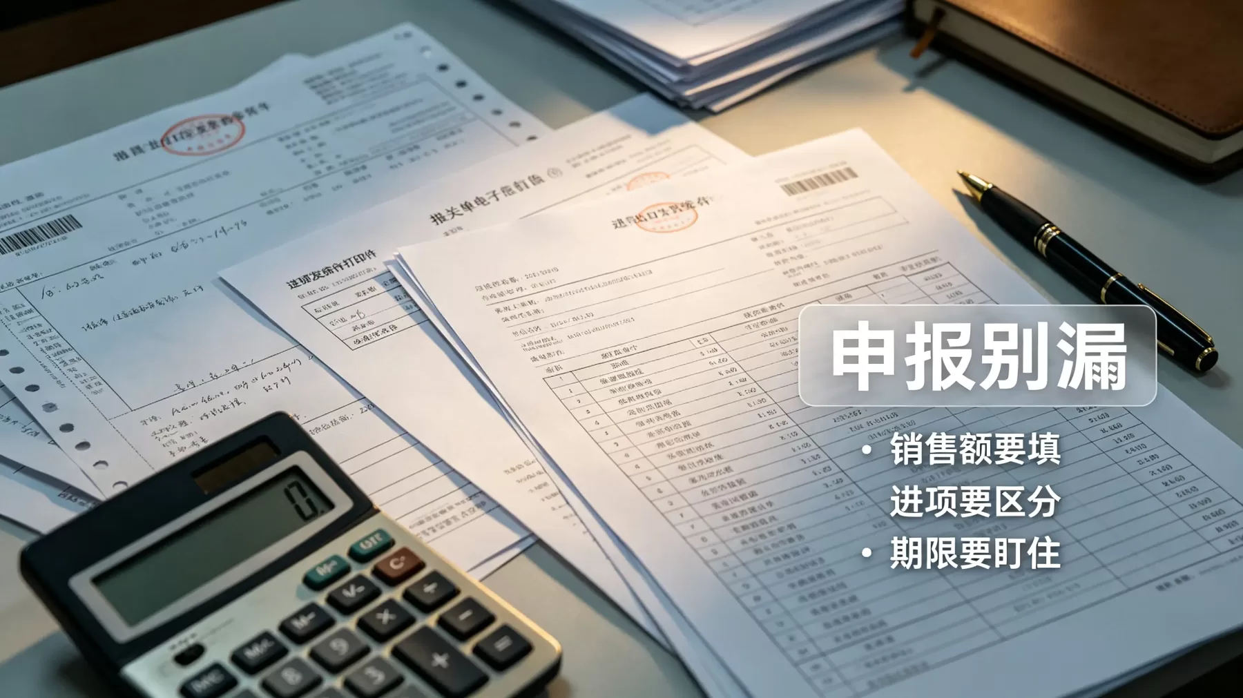 销售额、进项、转出和申报期限,都要提前整理清楚,不能等报完才发现问题 出口退税率零增值税申报资料整理实拍图