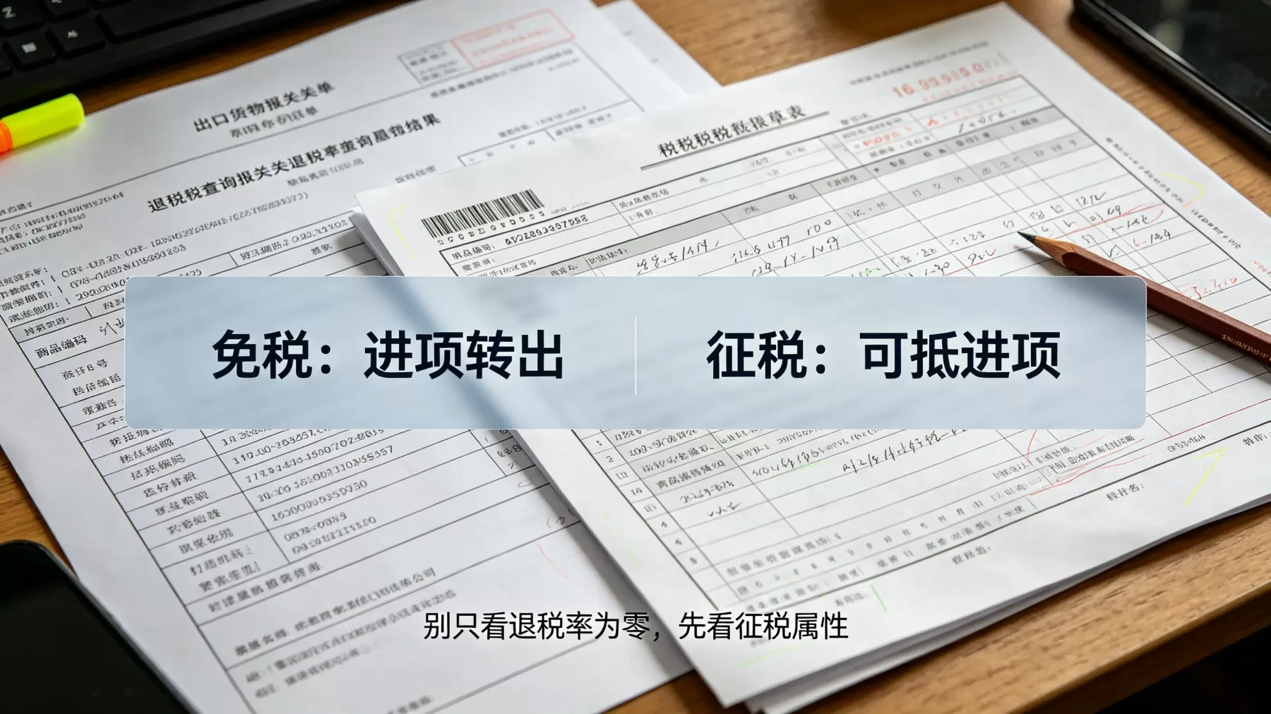 退税率文库显示为零时,不能只看表面结果,要进一步确认征税属性 出口退税率零免税和视同内销判定标准实拍图