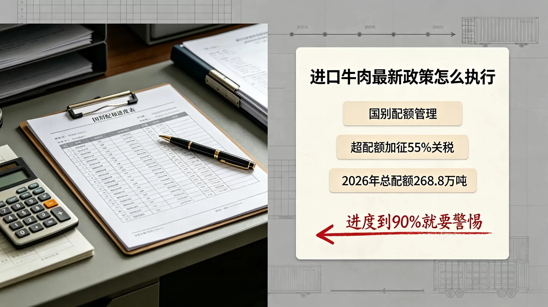 2026 年进口牛肉总配额 268.8 万吨，超国别配额部分加征 55% 关税，进度快的国别要提前警惕