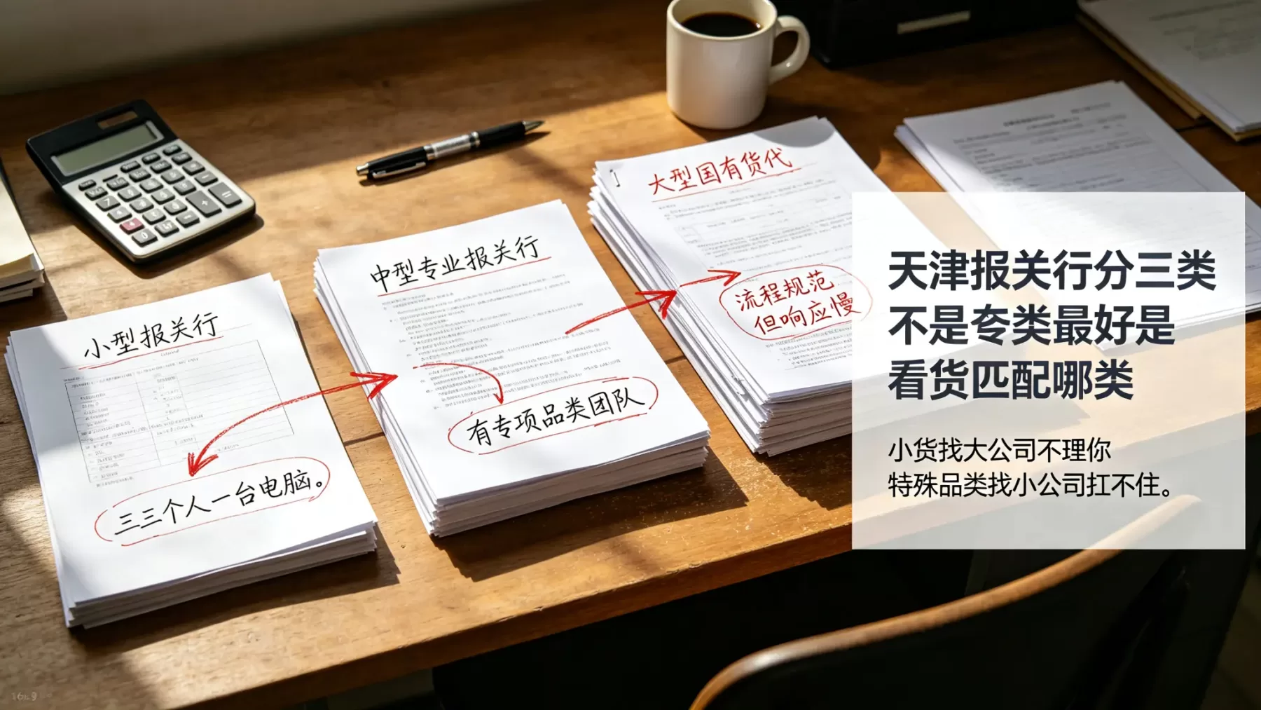 天津报关行分三类,不是哪类最好,是看你的货跟哪类匹配。 天津报关行三类对比,小型中型大型报关行区别