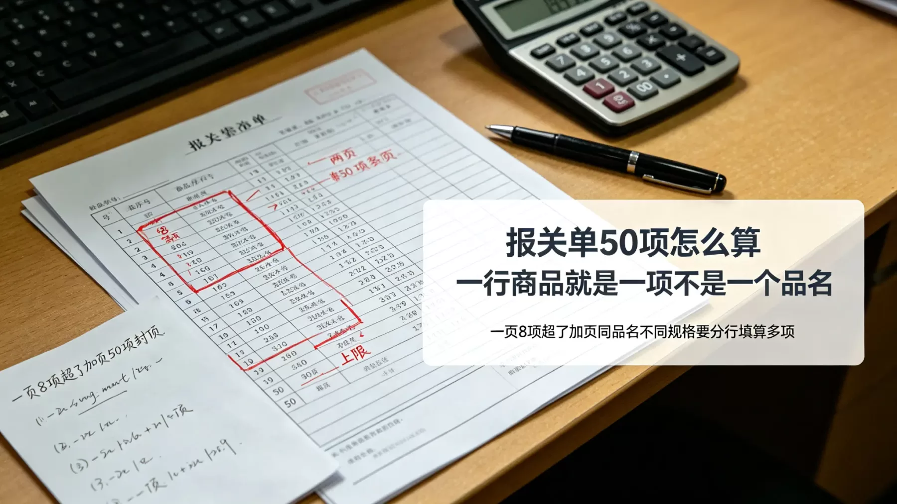 报关单50项计算方法，一页8项50项上限