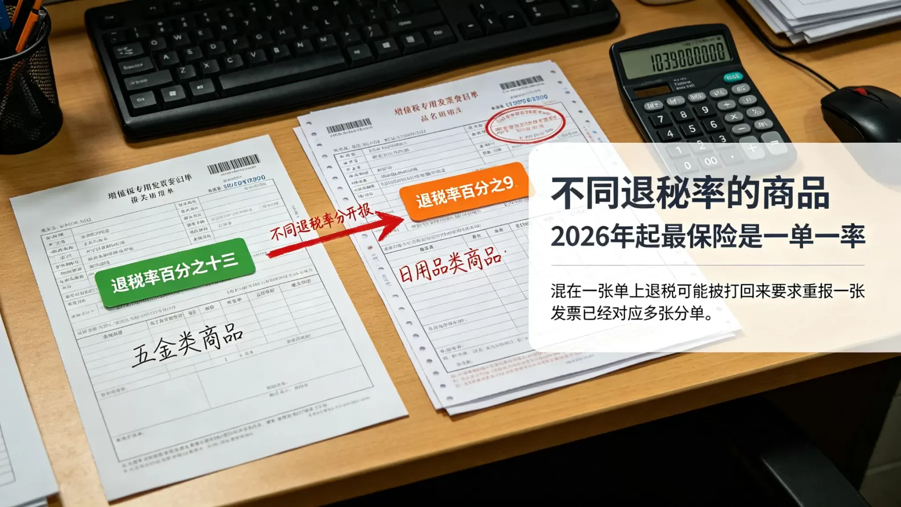 报关单不同退税率分开报关，一单一率退税新规