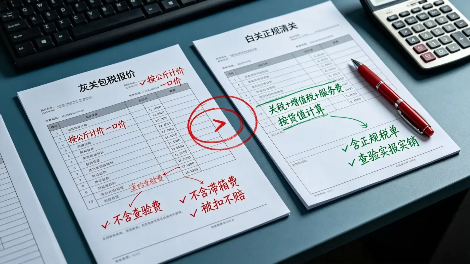 灰关按公斤一口价不含查验费,白关按货值算关税增值税含正规税单,差价 30% 但风险不在一个量级 中欧班列俄罗斯清关灰关包税与白关正规报价单对比实拍