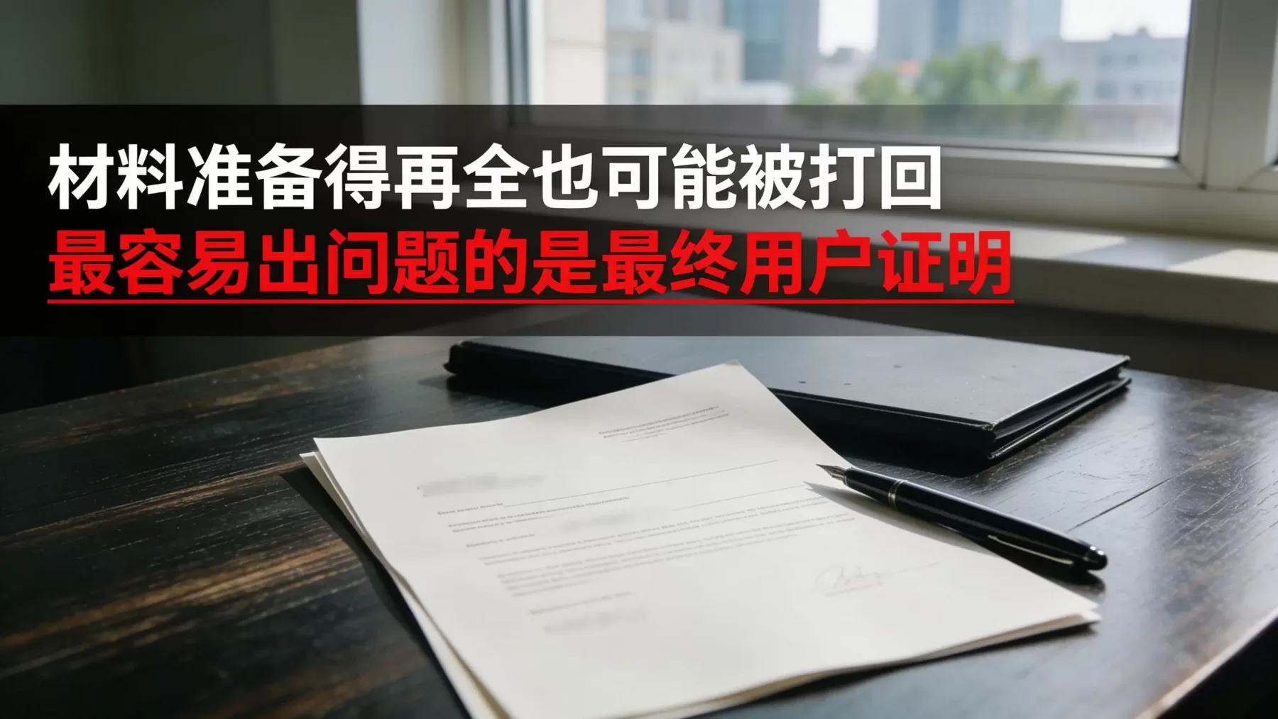 两用物项出口许可证材料准备，最终用户证明文件钢笔桌面实拍