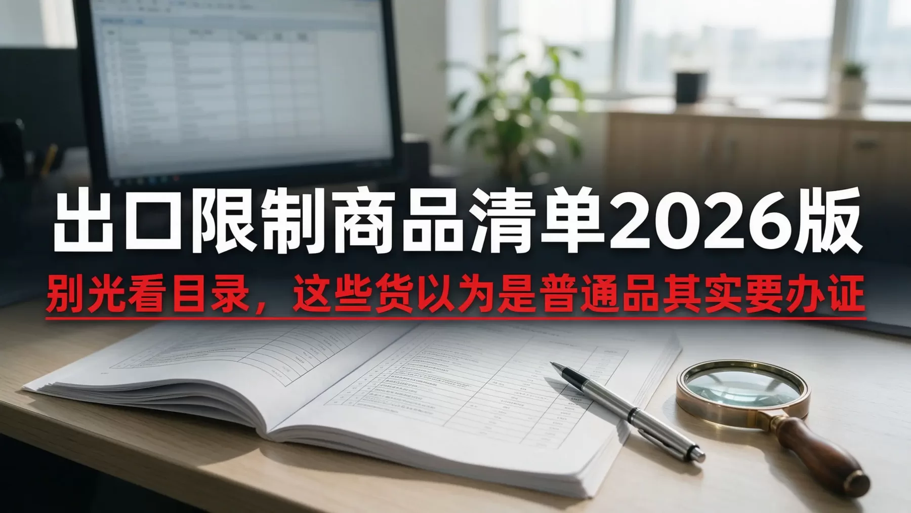 出口限制商品清单不是一份文件,别拿三年前的经验判断今天的事 出口限制商品清单 2026 版,办公桌面管制清单文件放大镜实拍